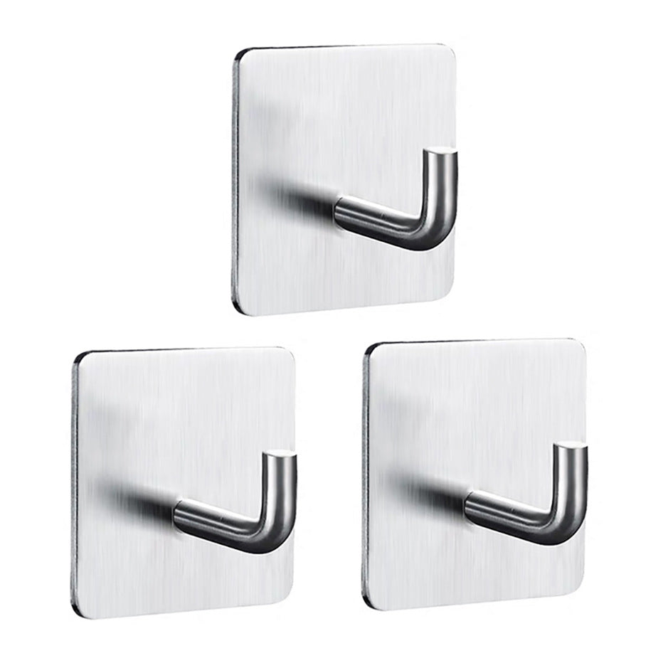 Adhesive Hooks Heavy Duty Stick on Wall Door Cabinet Stainless Steel Towel Coat Clothes Hooks Self Adhesive Holders for Hanging Kitchen Bathroom Home