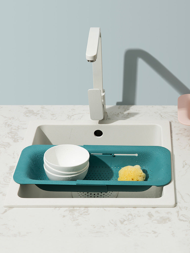 Household Sink Drain Basket Rack Retractable Plastic Wash Basin Sink Drain Rack Kitchen Supplies Sink Wash Basket