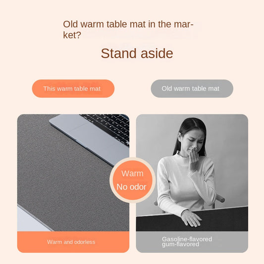 New Heated Mouse Pad Linen Hand Feeling Large Winter Office Hand Warmer Heating Pad Intelligent Timed Table Warmer
