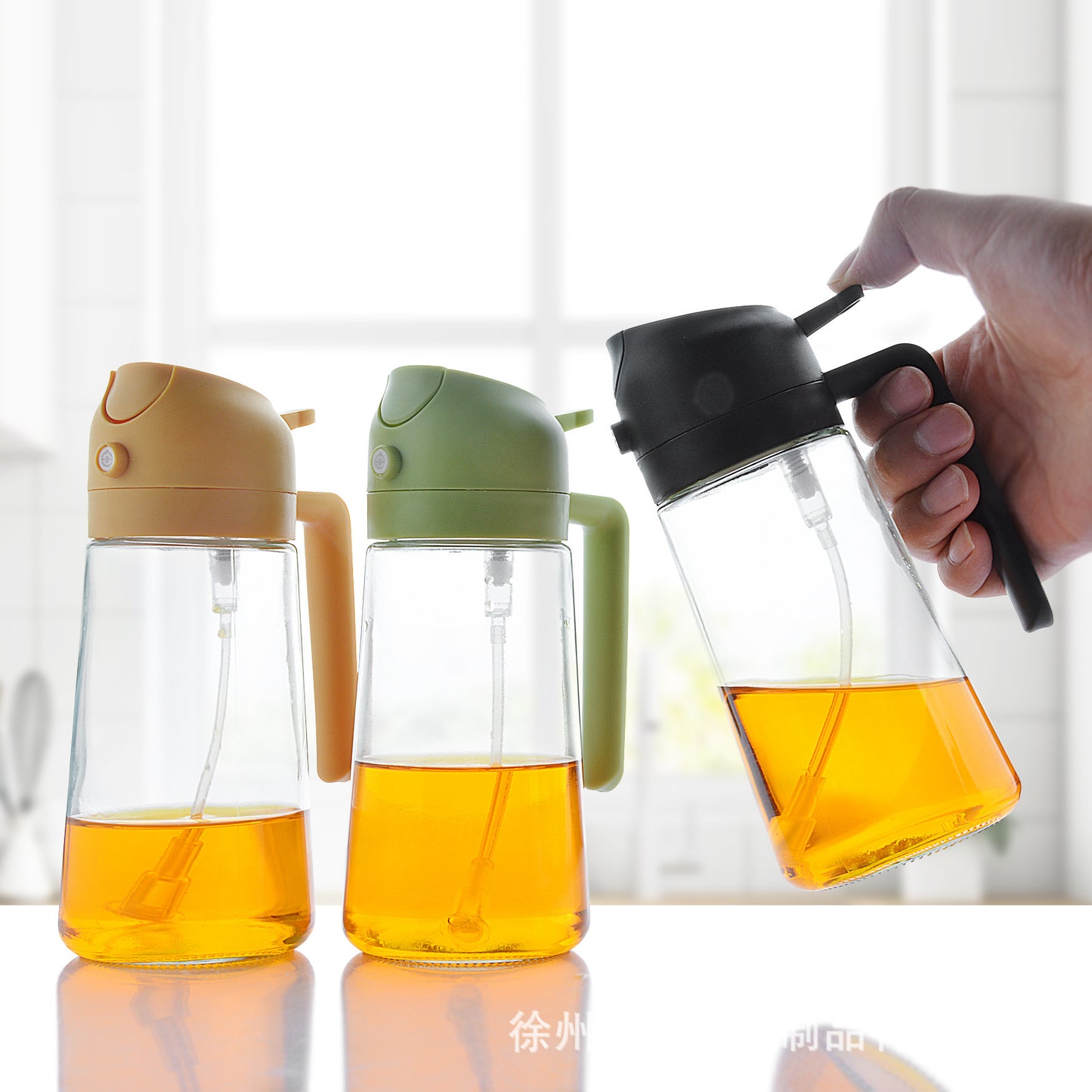 470ml Glass Spray Dual-purpose Oil Pot Large Capacity Integrated Oil Spray Pot Household Kitchen Oil Spray Bottle With Lid