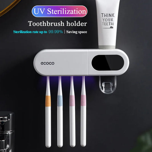 UV Toothbrush Holder Sterilizer Toothpaste Squeezer Dispenser